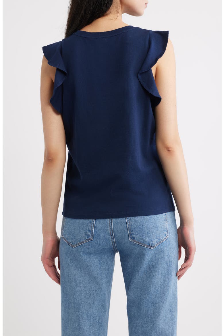 Alaria Flutter Sleeve Pima Cotton Top, Alternate, color, NAVY