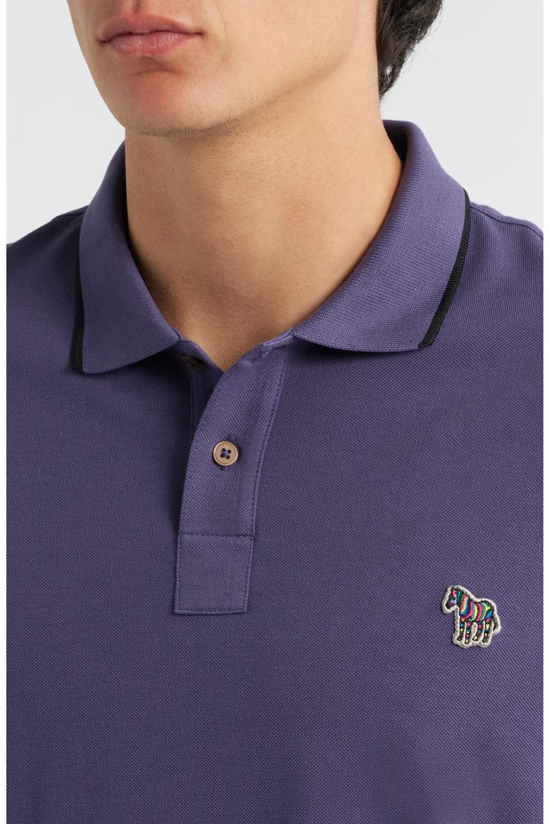 Zebra Organic Cotton Piqué Polo, Alternate, color, DARK VIOLET