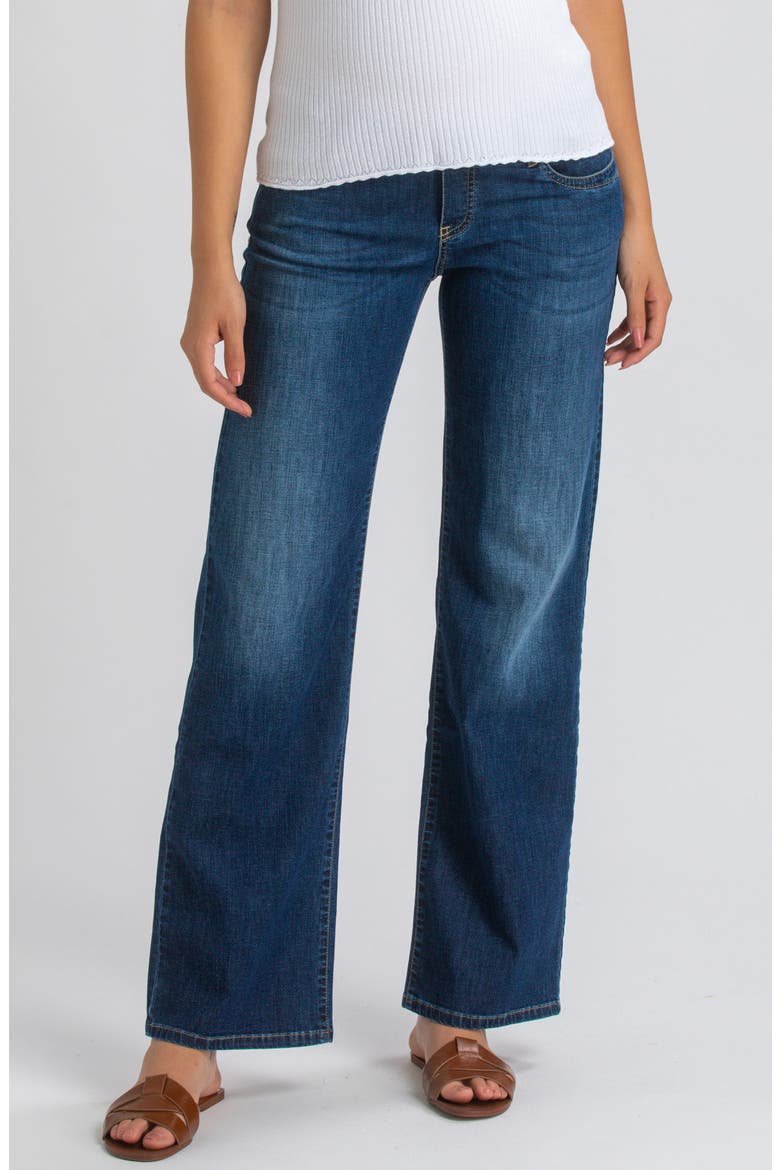 Over the Bump Wide Leg Maternity Dad Jeans, Main, color, BLUE