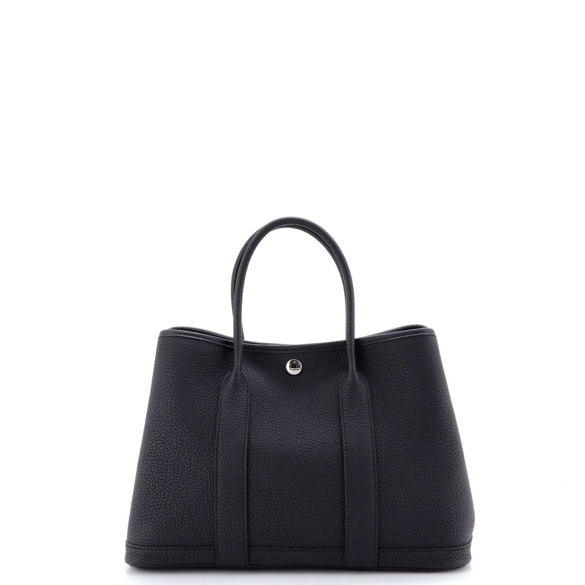 Pre-Owned Hermes Garden Party Tote Leather 30, Alternate, color, Noir