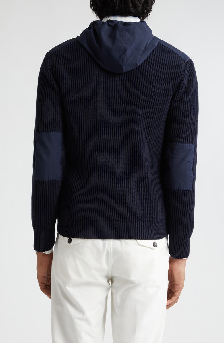 Eleventy Mixed Media Cotton Sweater Hoodie, Alternate, color, 