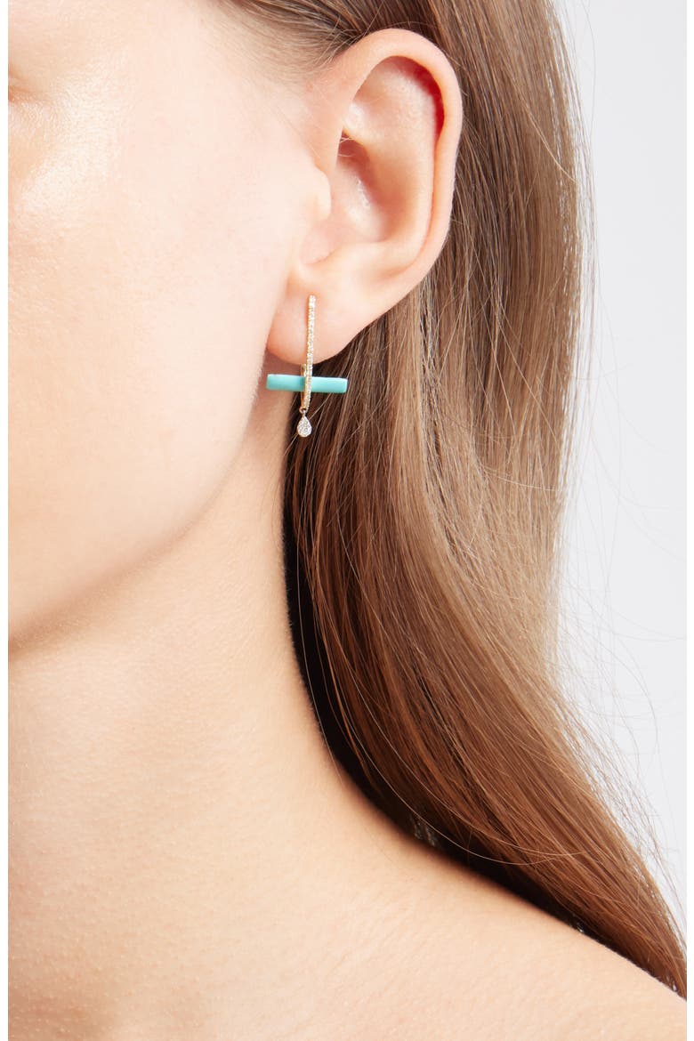 Turquoise Bar Drop Earrings, Alternate, color, GOLD/ TURQUOISE