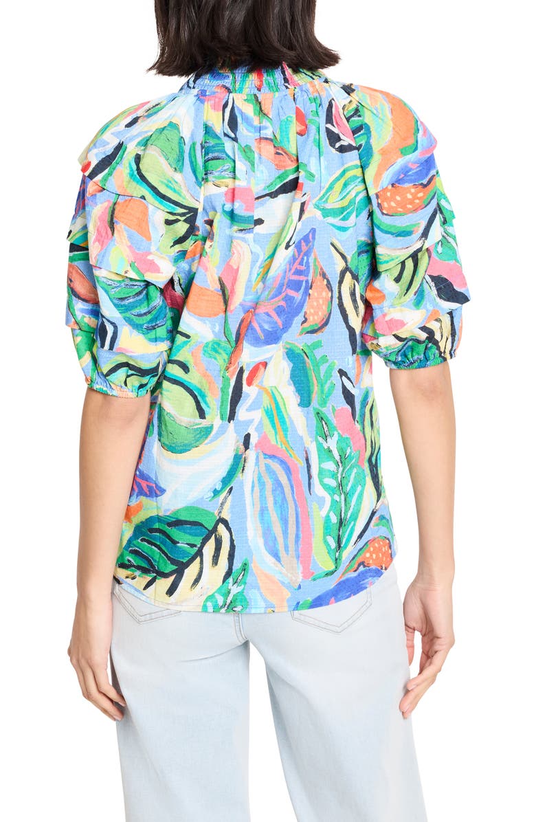 NIC+ZOE Island Beat Smocked Collar Top, Alternate, color, Blue Multi