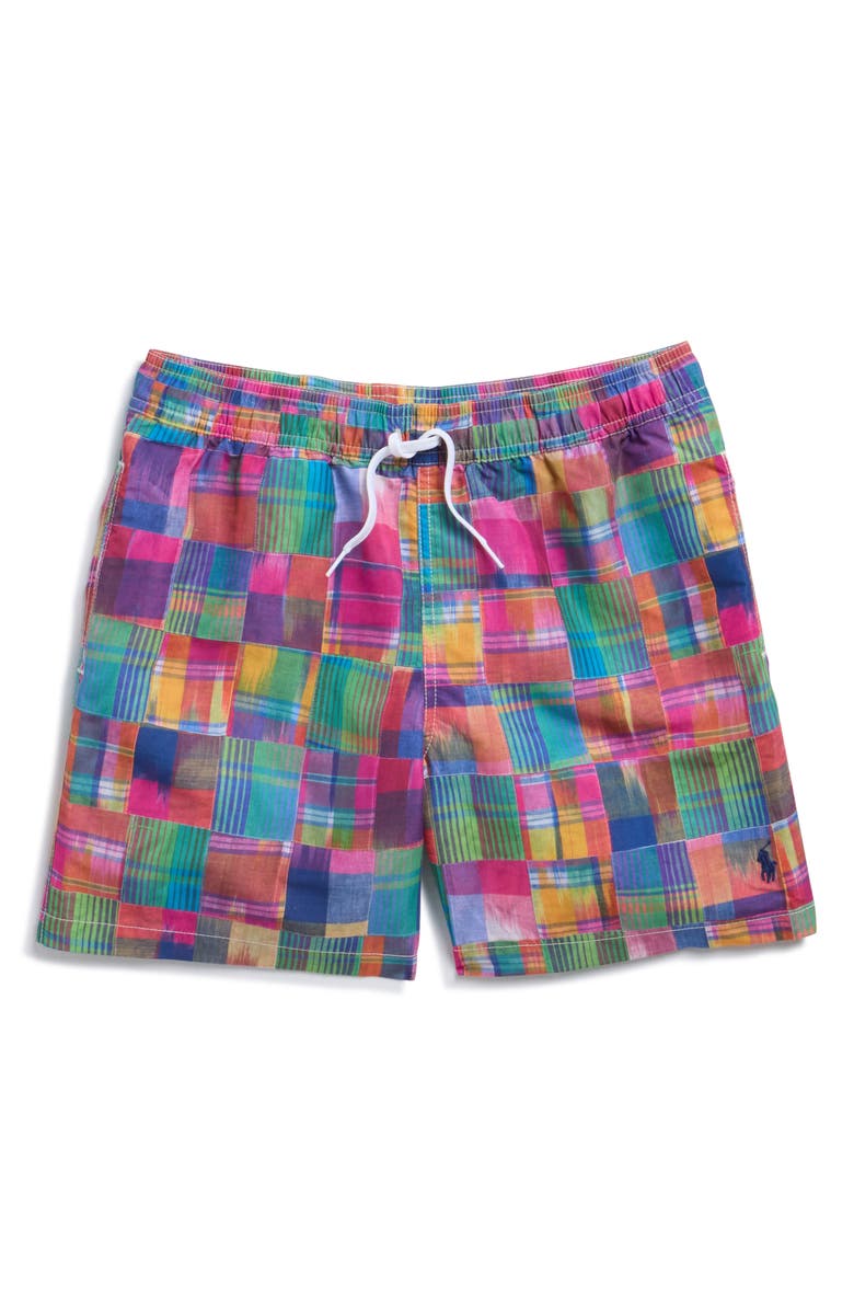 Ralph Lauren Kids' Traveler Swim Trunks, Main, color, Pink Multi