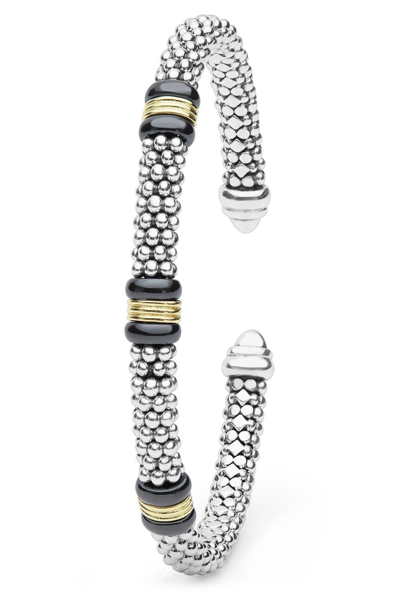 Signature Caviar 18k Gold & Black Ceramic Cuff Bracelet, Alternate, color, TWO-TONE