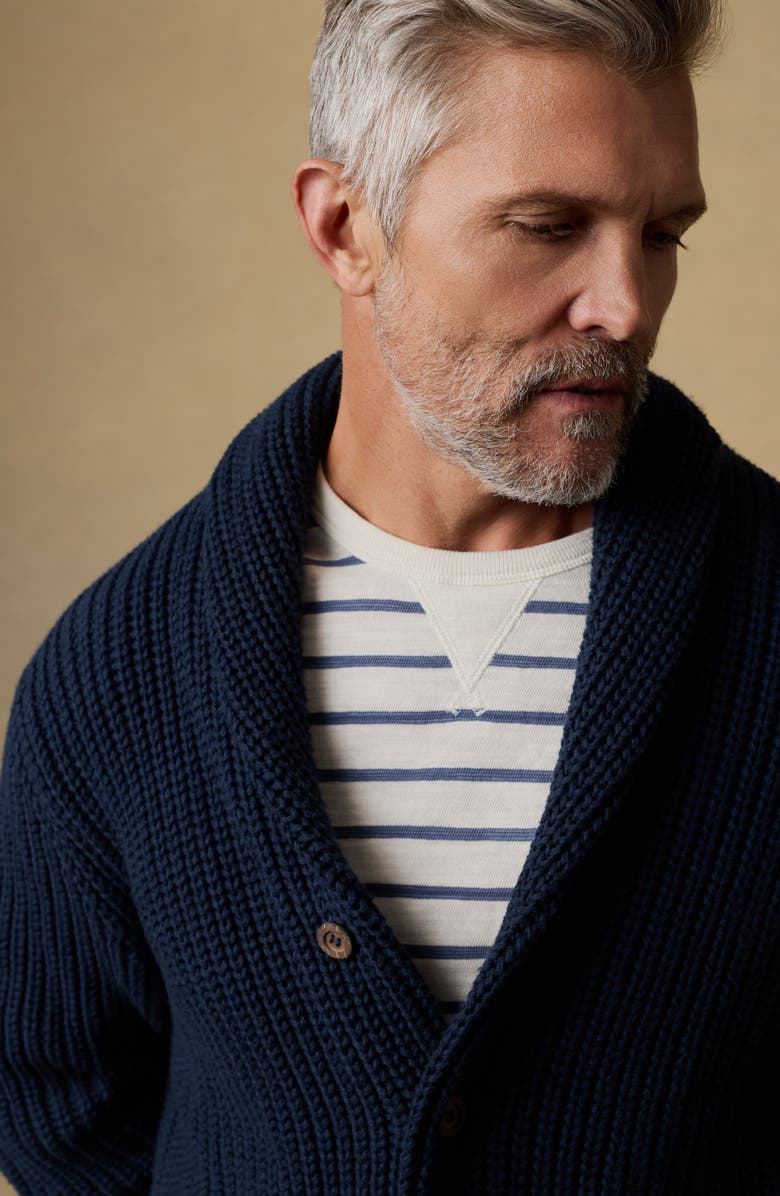 Faherty Pima Cotton Cardigan, Alternate, color, Playa Navy