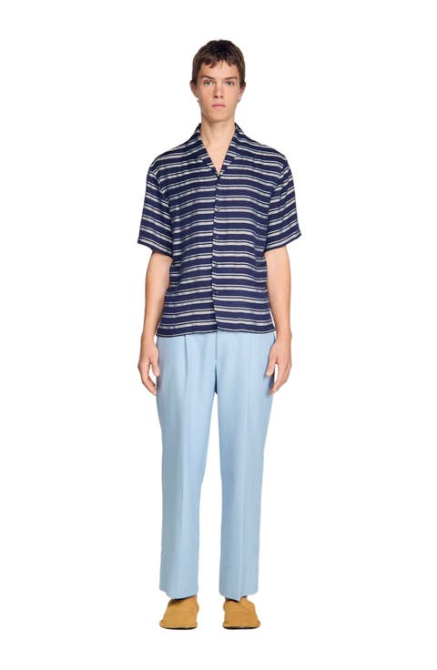 Striped boat neck shirt