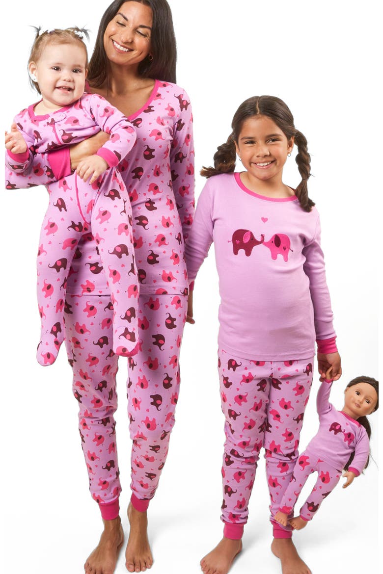 Women's Cotton Matching Family Pajamas, Wild Canvas Prints, Alternate, color, Elephant