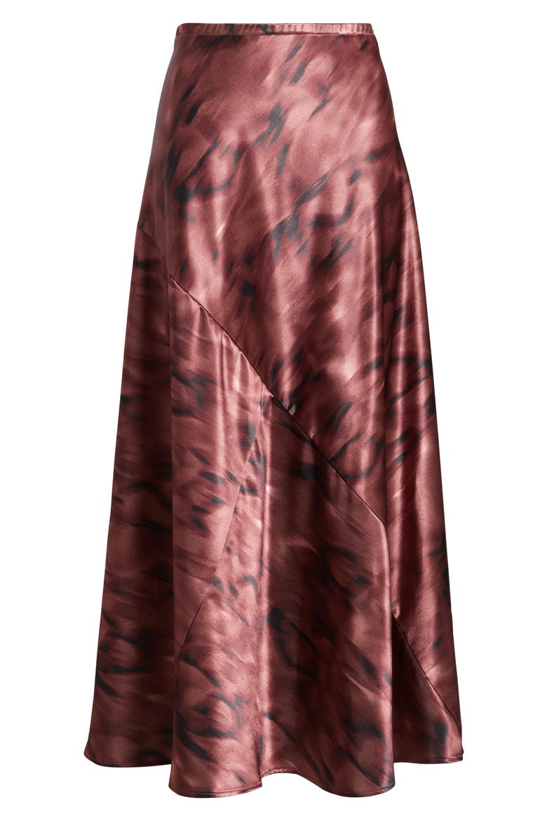 Savoy Print Bias Cut Maxi Skirt, Alternate, color, MERLOT MULTI