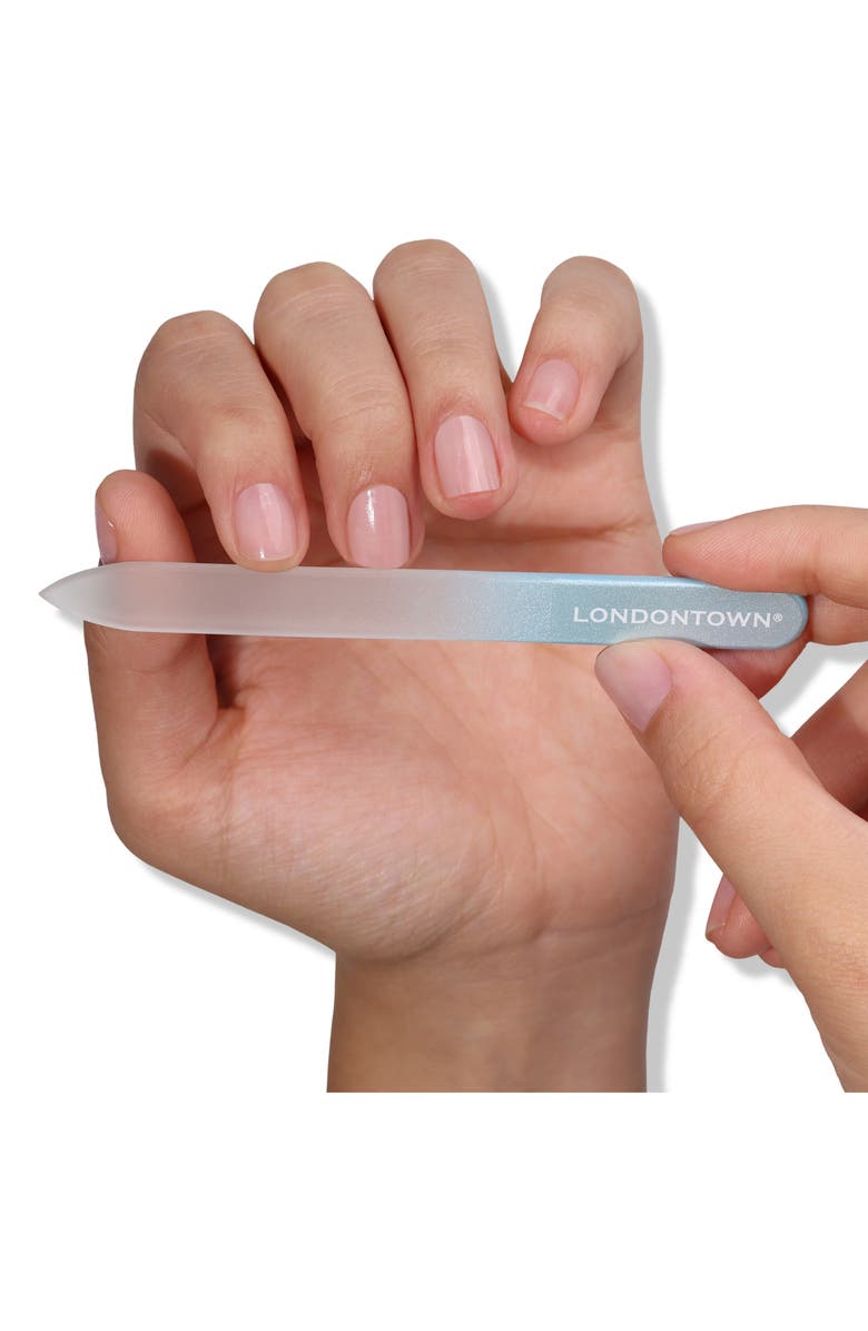Londontown Blue Chrome Glass Nail File, Alternate, color, Blue Chrome