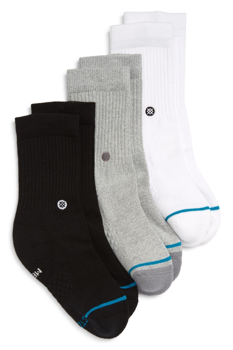 Icon 3-Pack Assorted Socks, Main, color, WHITE/BLACK/GREY