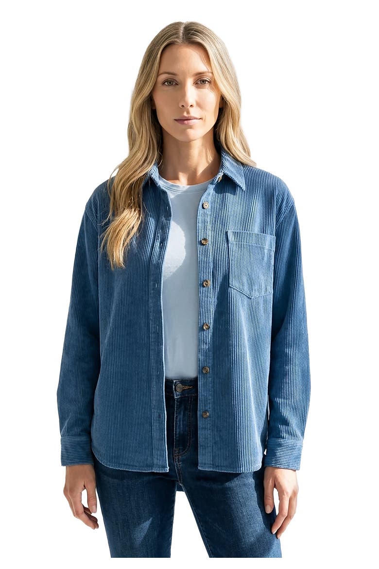 Corduroy Button Front Shirt, Main, color, DUSTY INDIGO