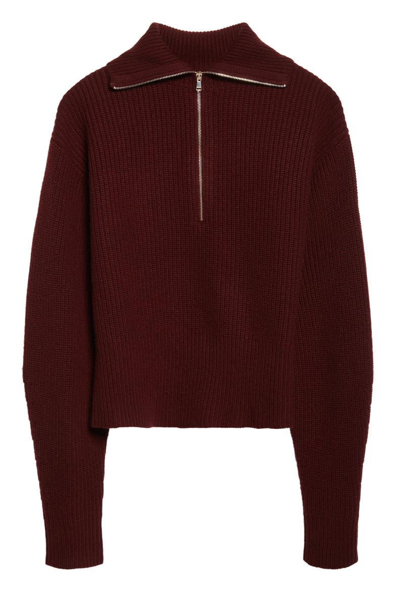 Nadar Crop Merino Wool & Cashmere Funnel Neck Sweater, Alternate, color, CHERRY