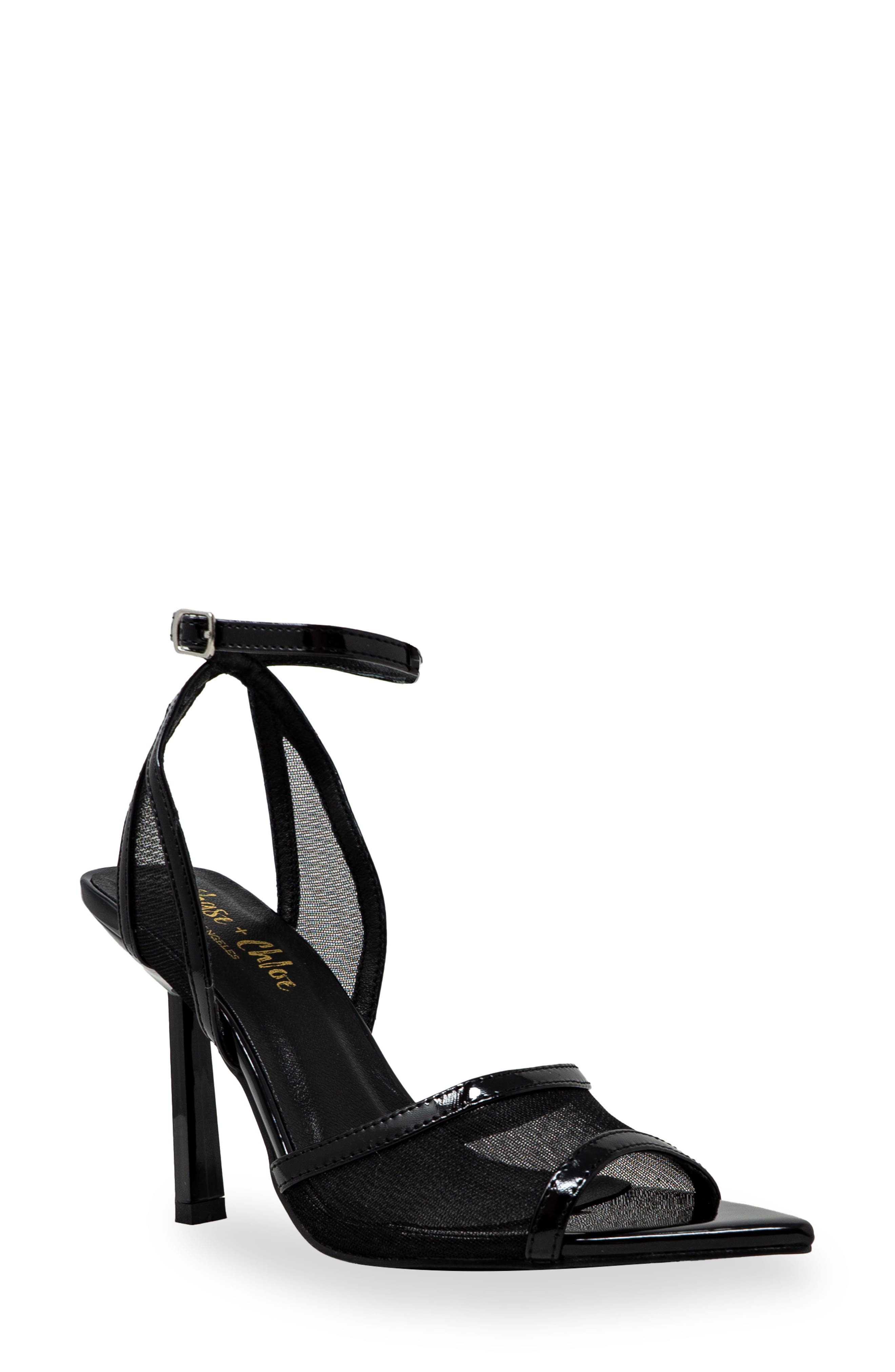 CHASE AND CHLOE Mesh Ankle Strap Sandal, Main, color, 