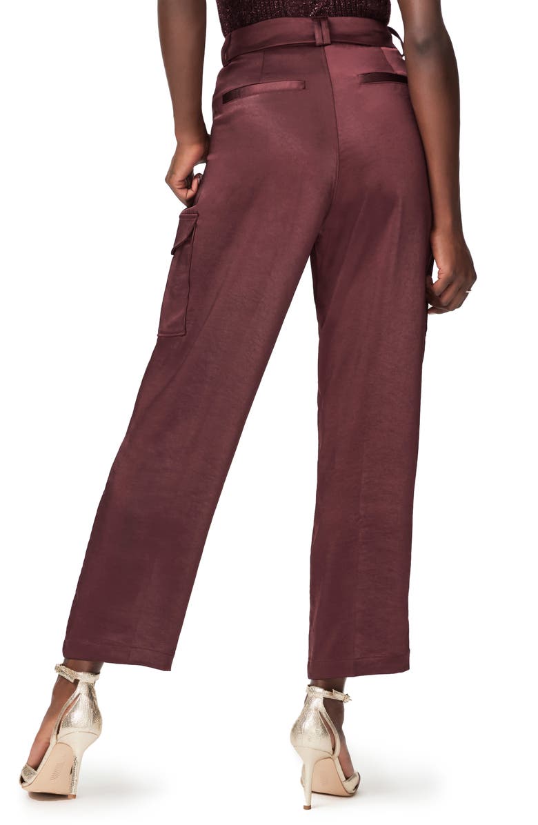 PAIGE Malika Satin Cargo Pants, Alternate, color, Dusty Cherrywood