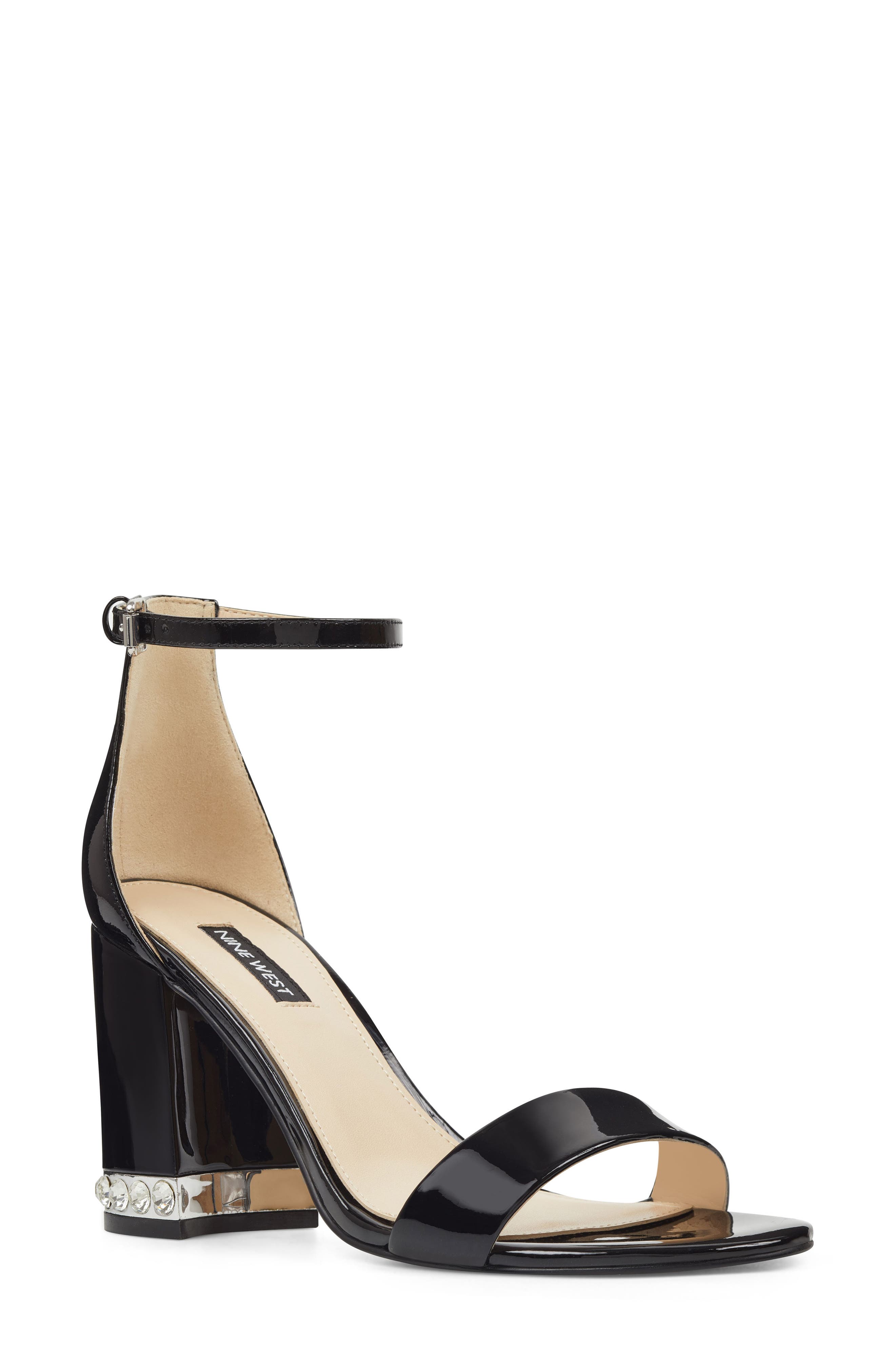 Nine West Abigail Crystal Embellished Ankle Strap Sandal, Main, color, 