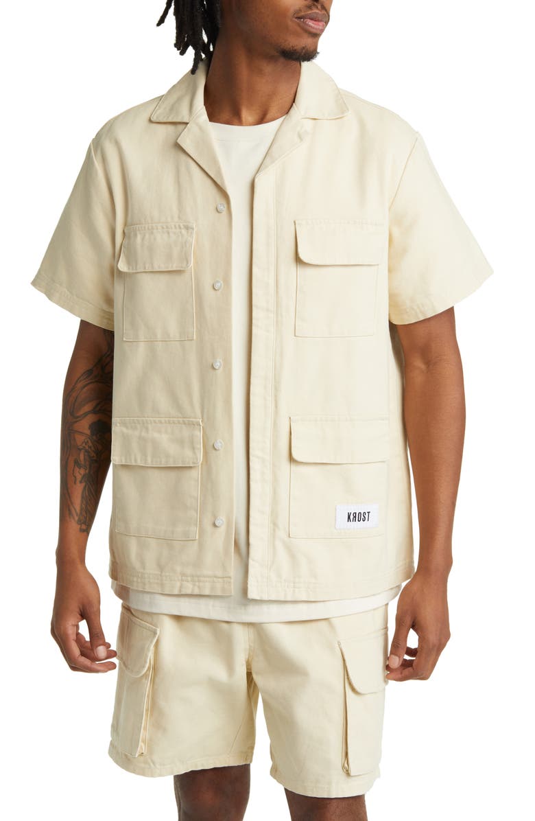 KROST Short Sleeve Button-Up Safari Shirt, Main, color, 