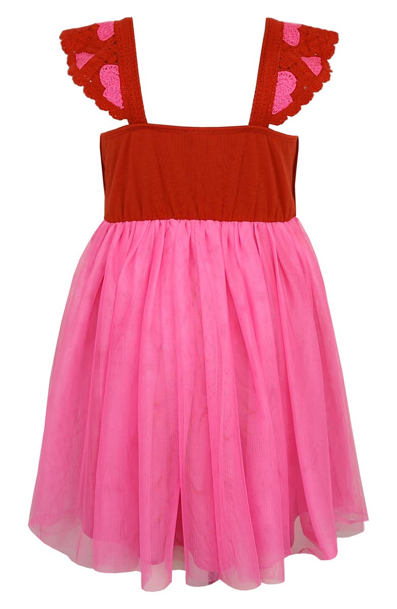 Zunie Kids' Butterfly Knit Bodice Tutu Dress, Alternate, color, Red/ Pink