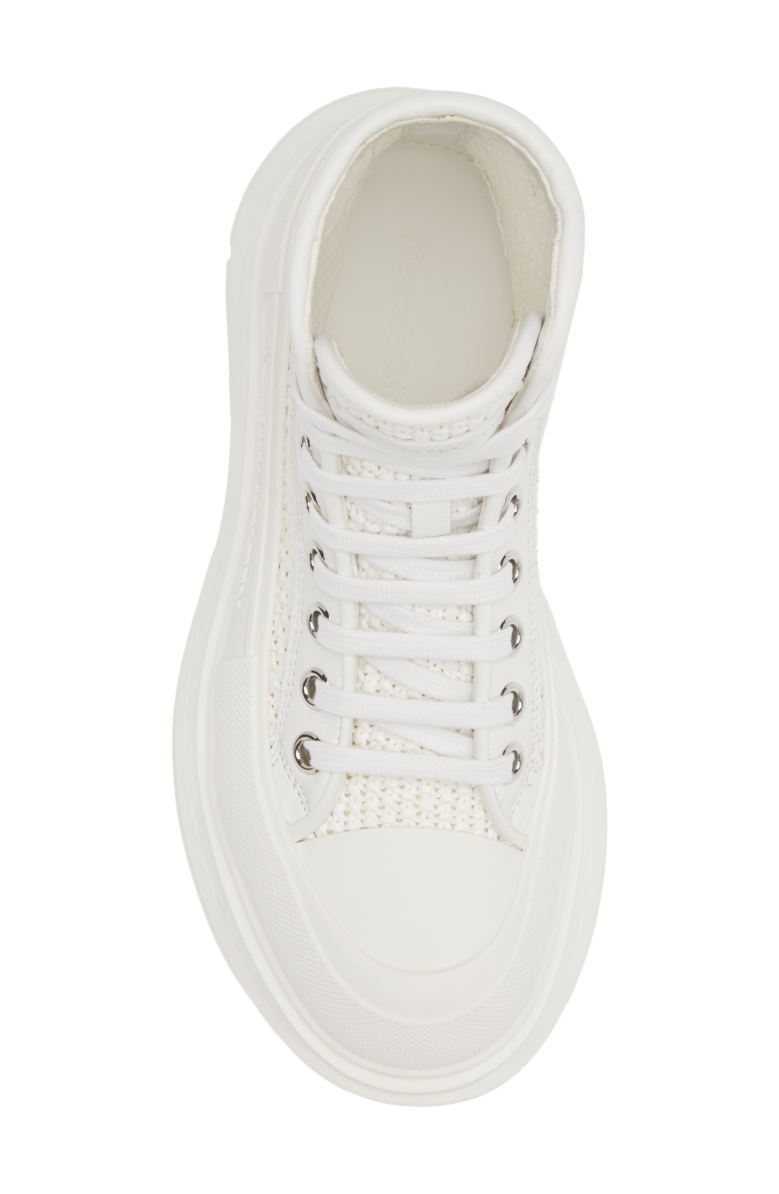 McQueen Tread Slick Woven Raffia High Top Sneaker, Alternate, color, 
