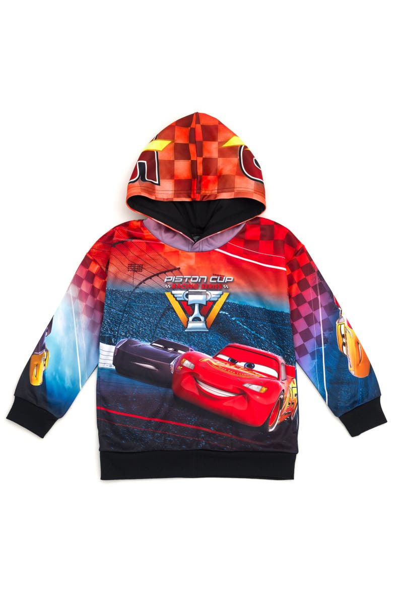 Lightning McQueen Cars Sublimated Pullover Hoodie, Main, color, Red