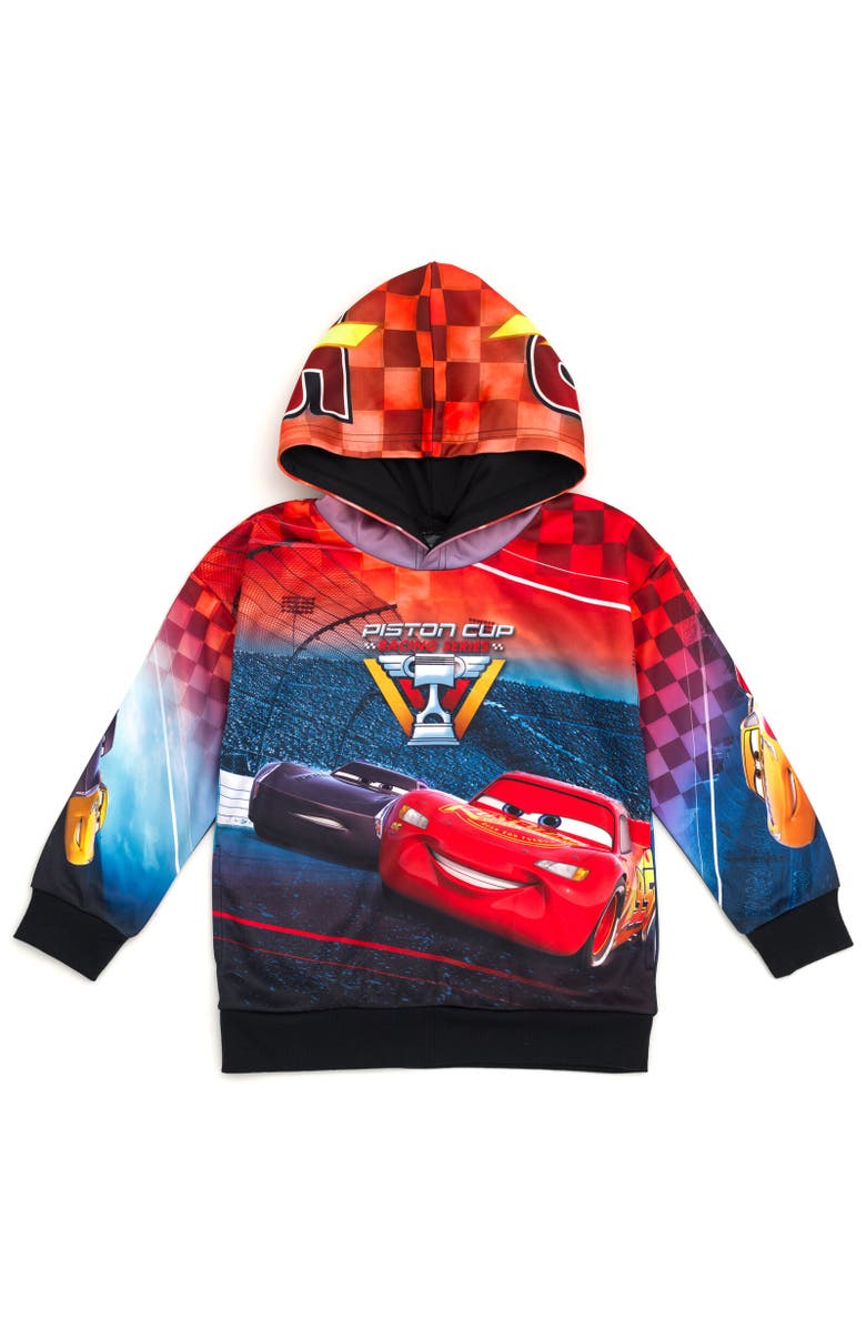 Disney Lightning McQueen Cars Sublimated Pullover Hoodie, Main, color, Red