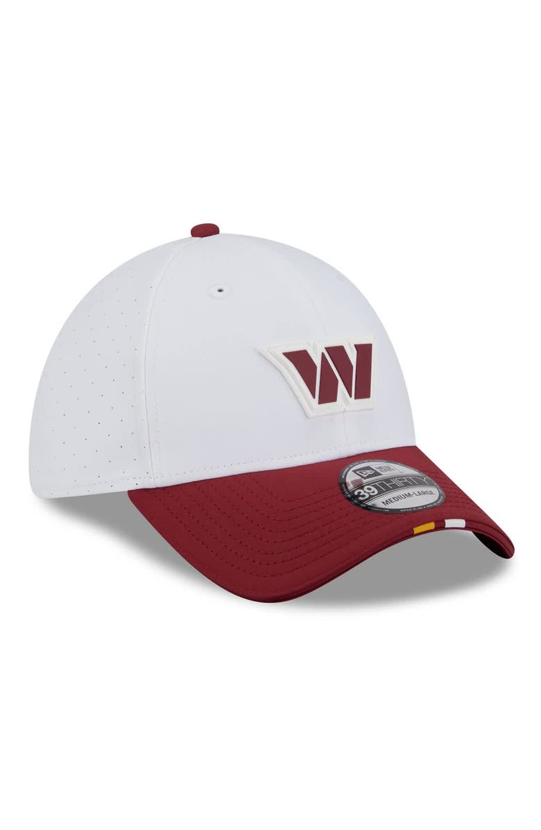 New Era Men's New Era  White/Burgundy Washington Commanders 2025 NFL Training Camp 39THIRTY Flex Hat, Alternate, color, White