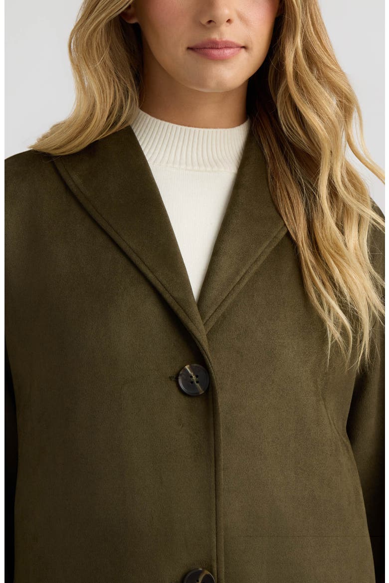 Faux Suede Longline Coat, Alternate, color, OLIVE NIGHT