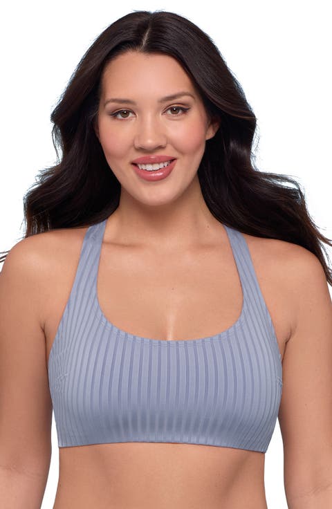 Ribbed Scoopneck Crossback Bikini Top