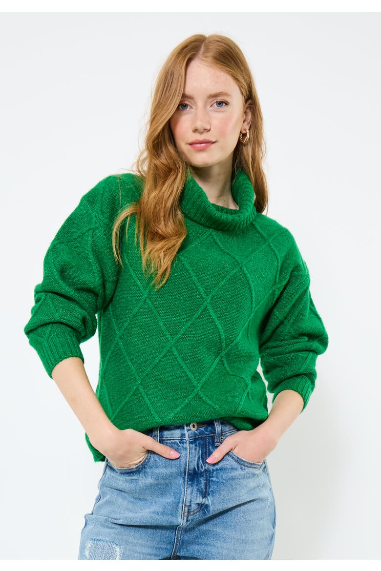 Cable Turtleneck, Main, color, KELLY GREEN