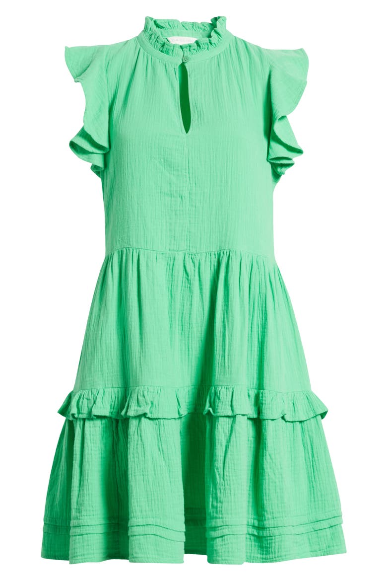 Ruffle Duo Cotton Gauze Dress, Alternate, color, GREEN CELTIC