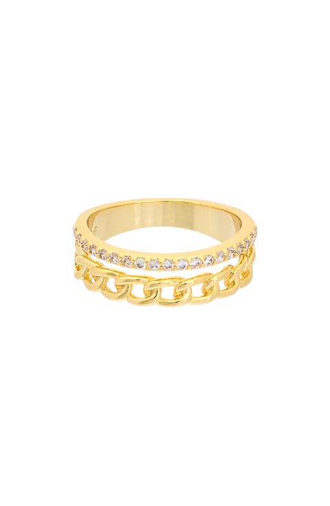 Cubic Zirconia Curb Link Band Ring