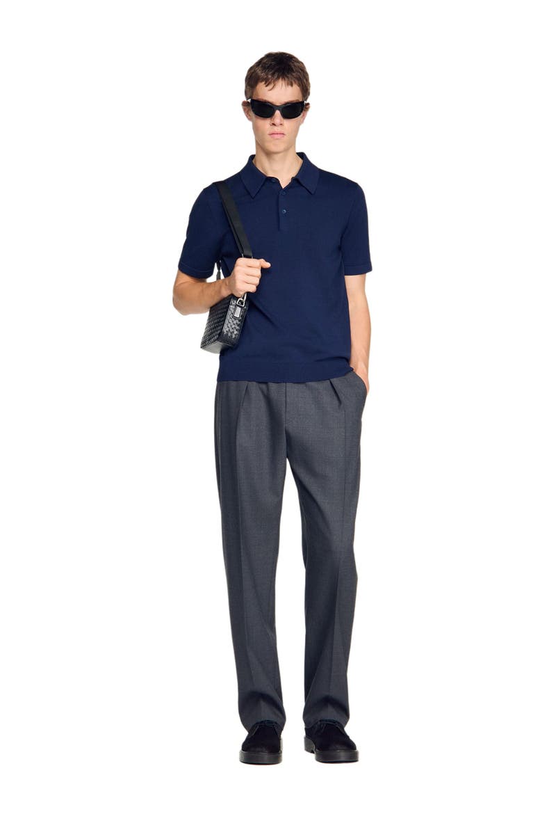 Cotton and silk polo shirt, Alternate, color, Royal blue