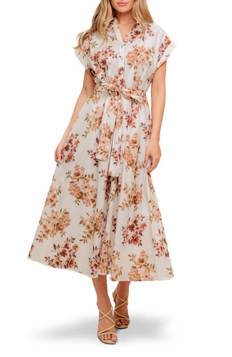 Floral Short Sleeve Cotton Maxi Shirtdress
