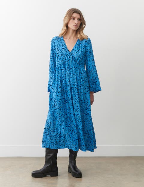 Laura V-Neck Animal Print Midi Dress