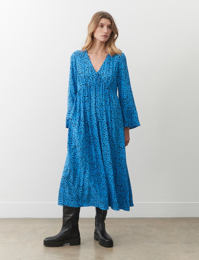 Laura V-Neck Animal Print Midi Dress