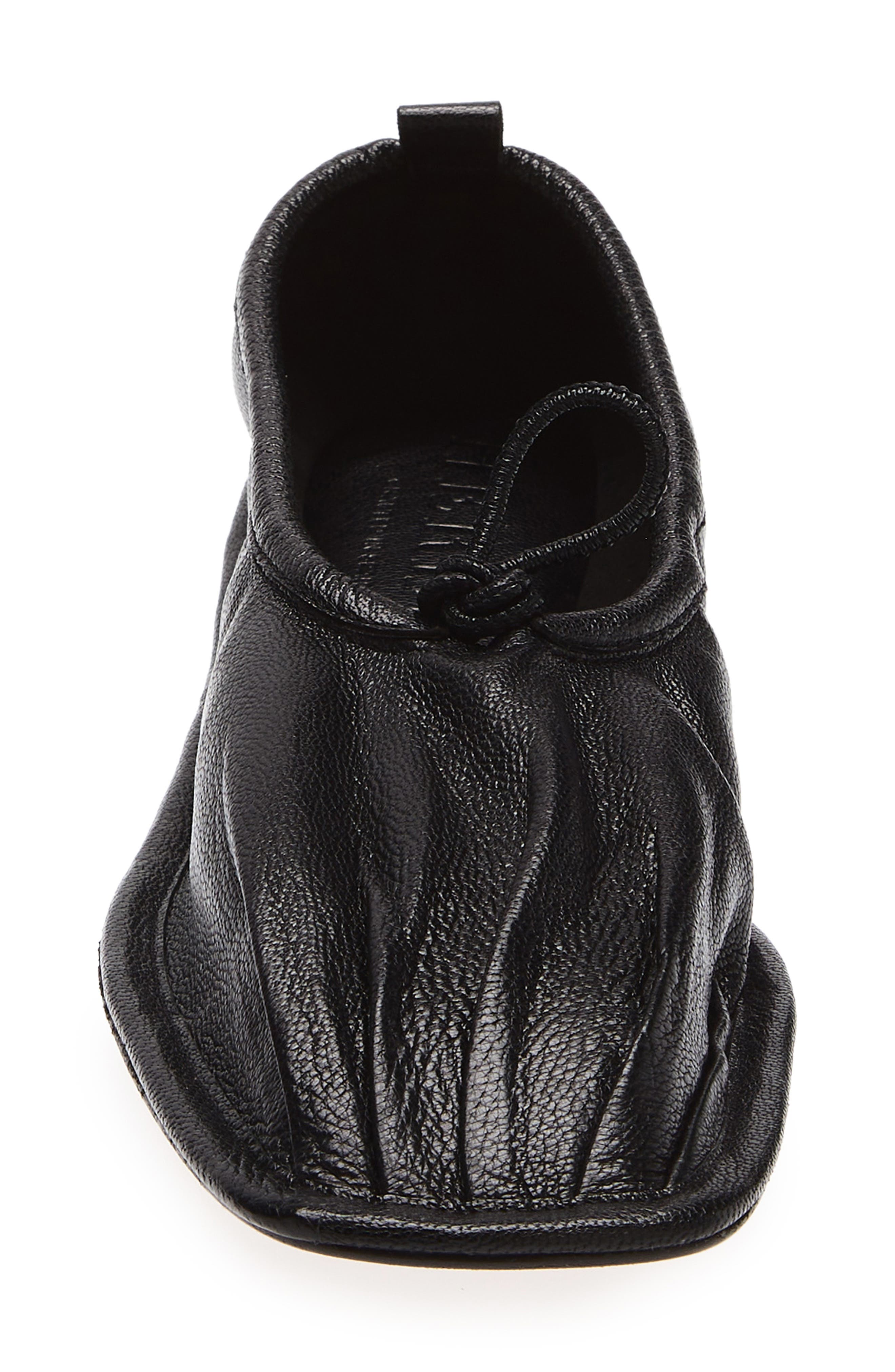 HEREU Puntera Pleated Square Toe Flat, Alternate, color, Black