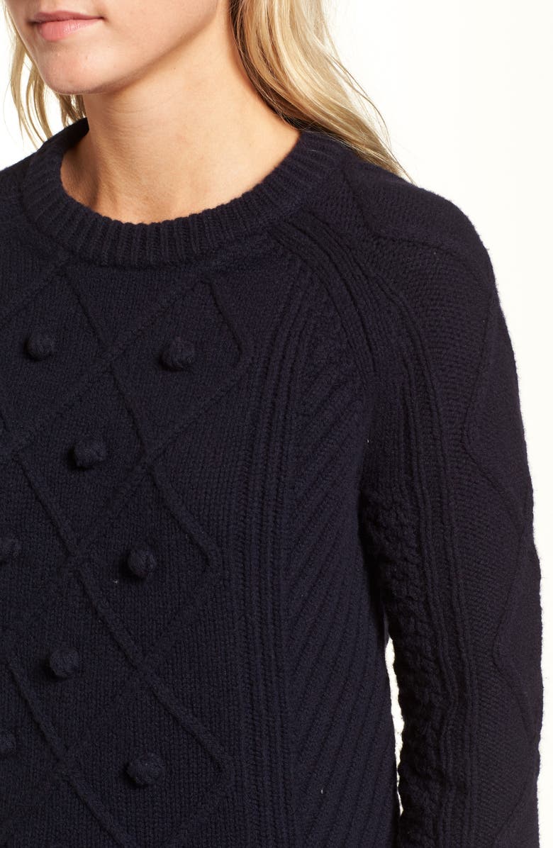 J.CREW FACTORY J.Crew Merino Wool Cable Pompom Sweater, Alternate, color, 