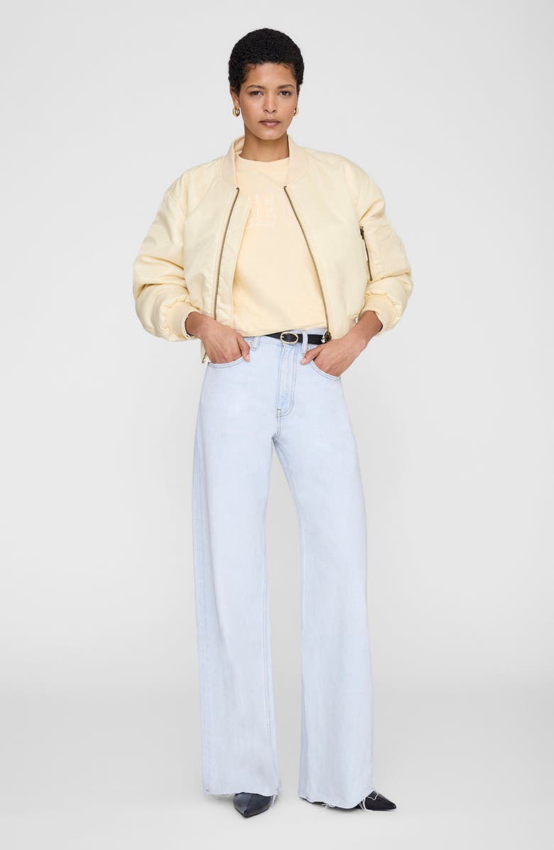 ANINE BING Harry Shrunken Sweatshirt, Alternate, color, Butter Yellow