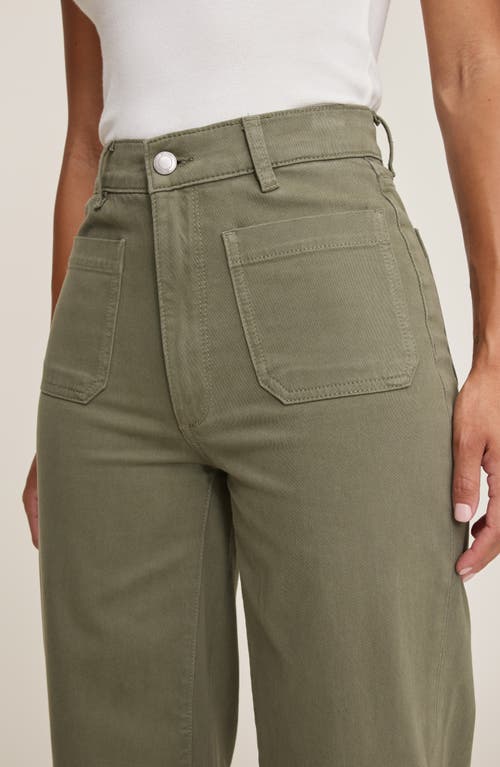 Dl1961 Hepburn Patch Pocket High Waist Ankle Wide Leg Jeans In Green
