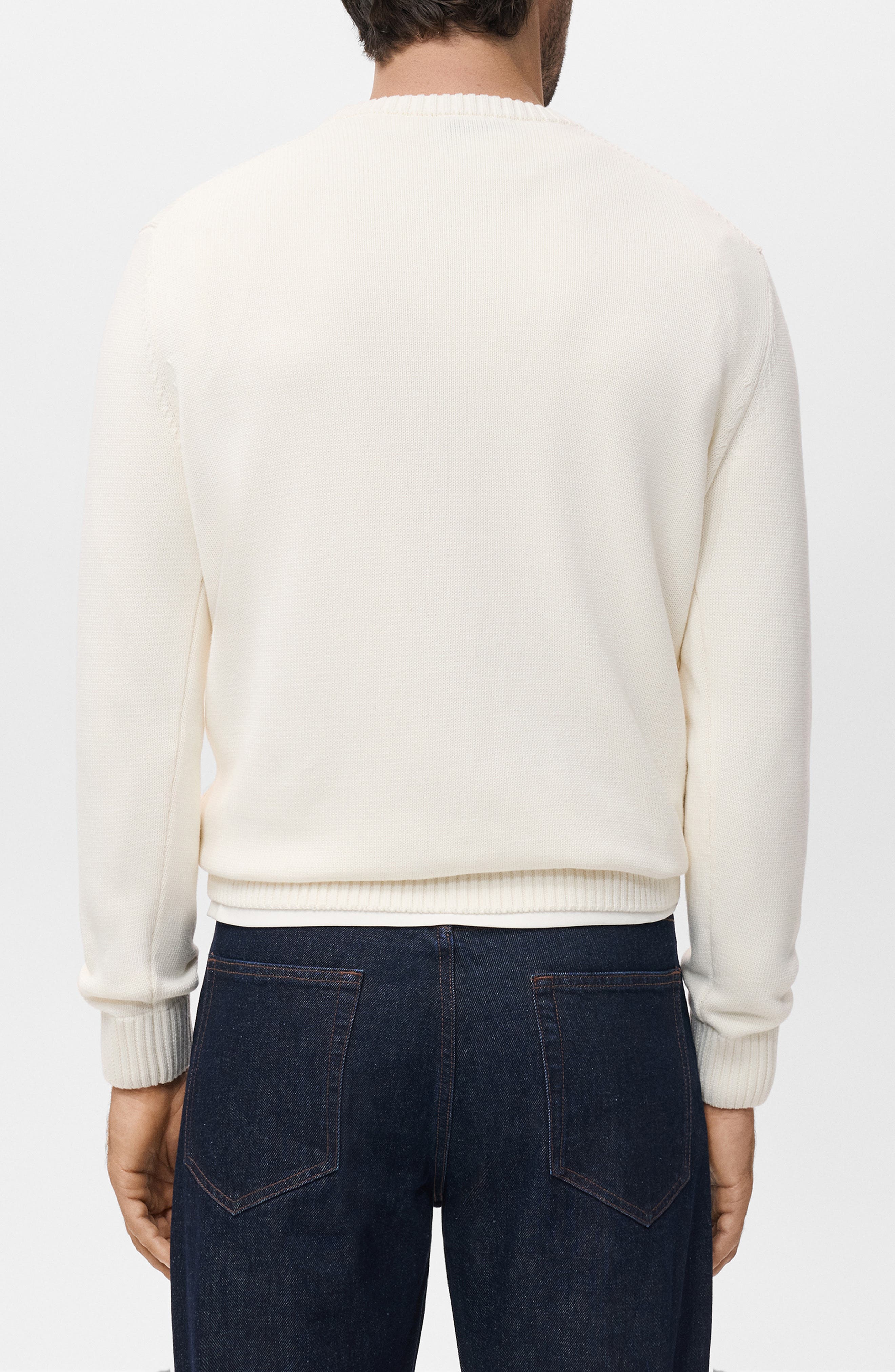 Fine Rib Knit Crewneck Sweater - image 2