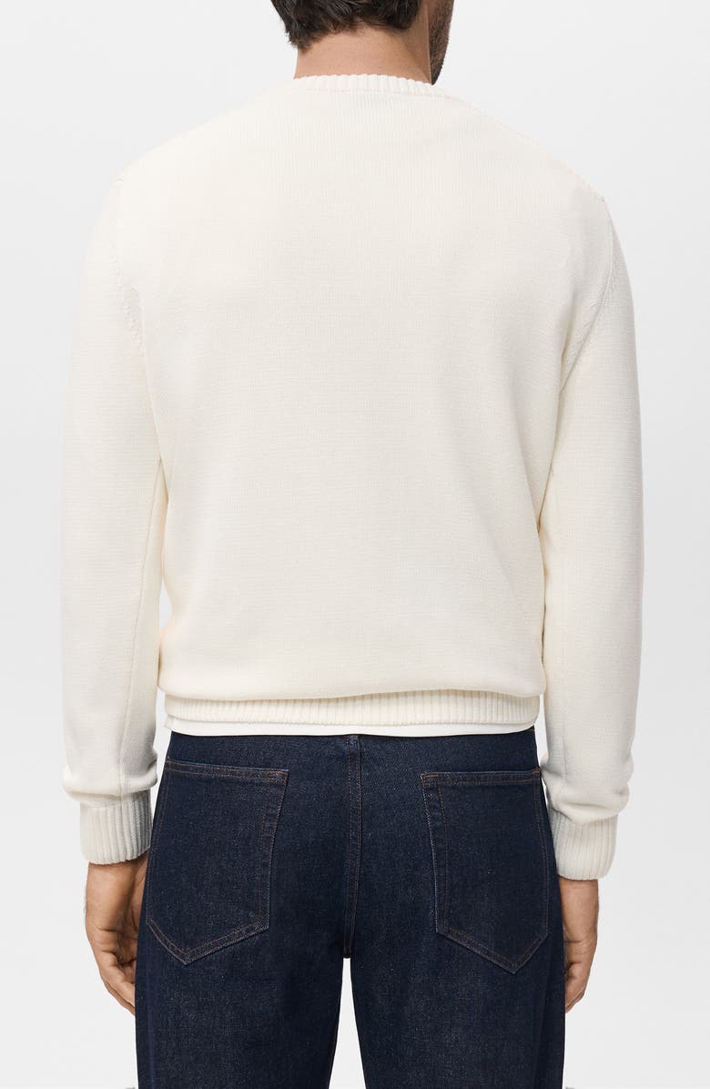 MANGO Fine Rib Knit Crewneck Sweater, Alternate, color, Off White