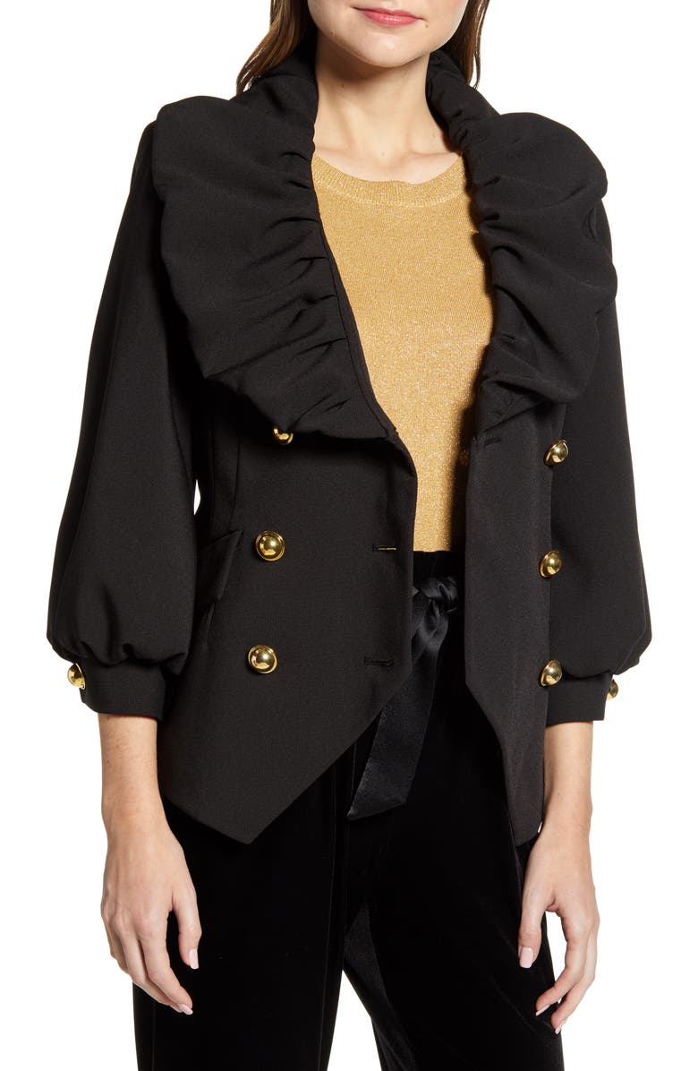 Halogen<sup>®</sup> x Atlantic-Pacific Ruffle Front Blazer, Alternate, color, 