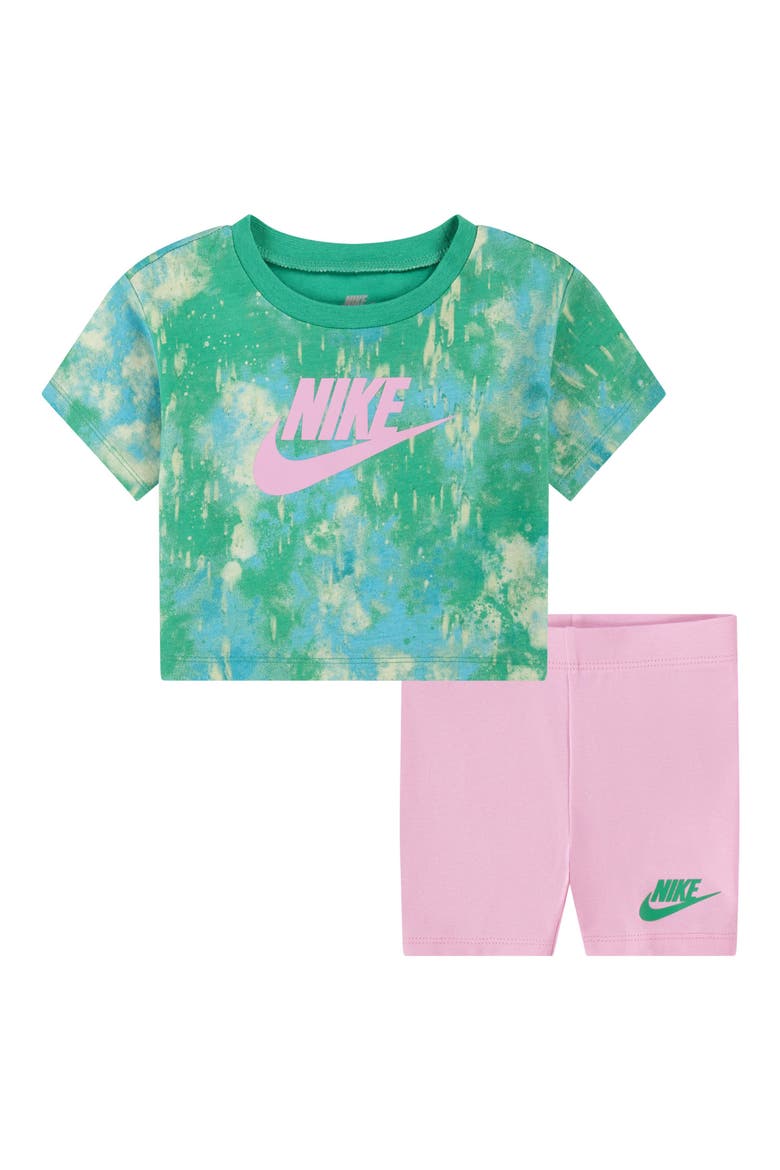 Boxy Graphic T-Shirt & Bike Shorts Set, Main, color, PINK RISE