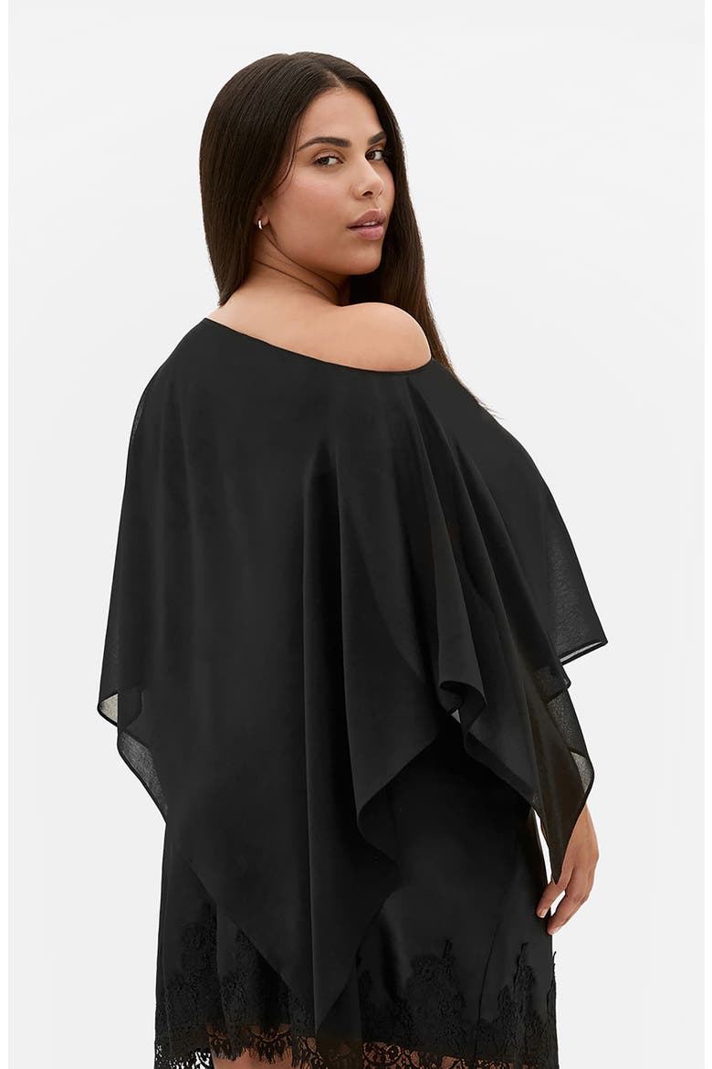 Chiffon Poncho, Alternate, color, BLACK