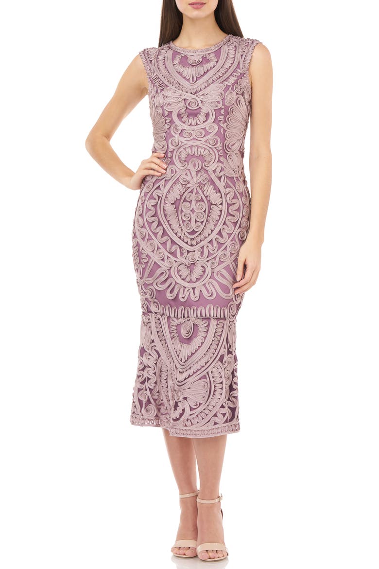 Soutache Mesh Dress, Main, color, DUSTY ROSE