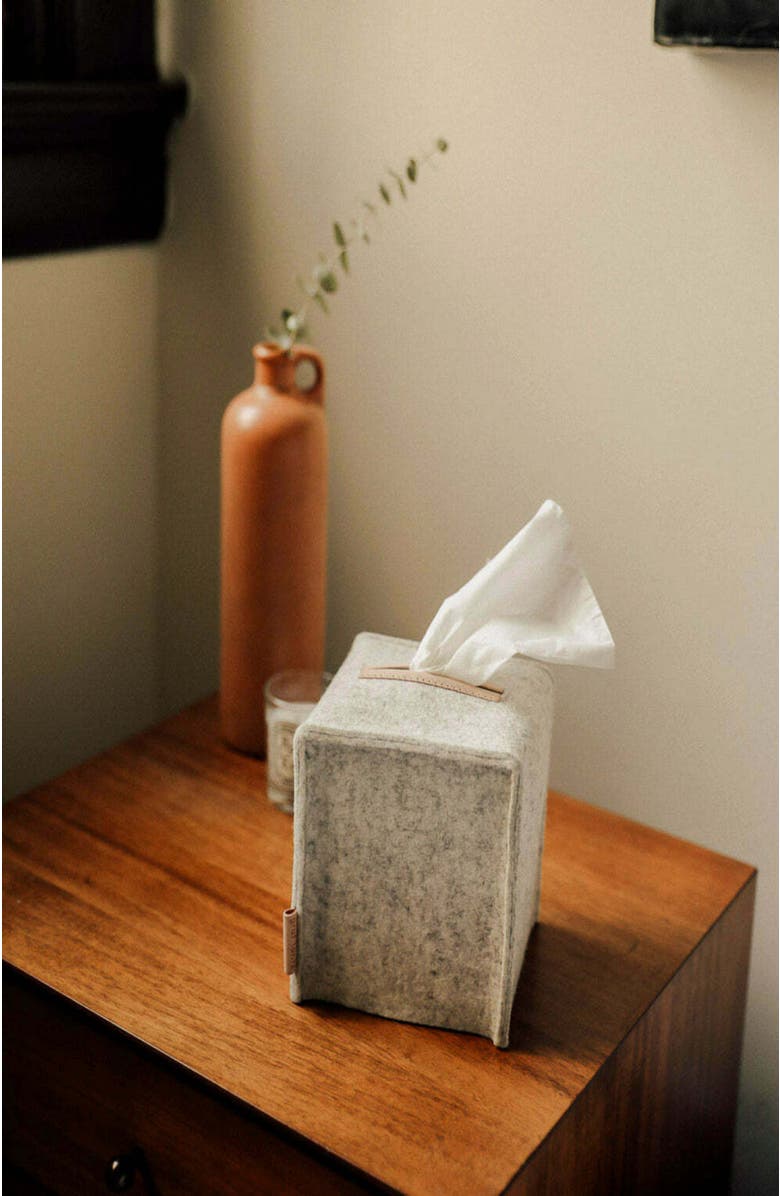 Graf Lantz Merino Wool Small Tissue Box Cover, Alternate, color, Heather White Vachetta