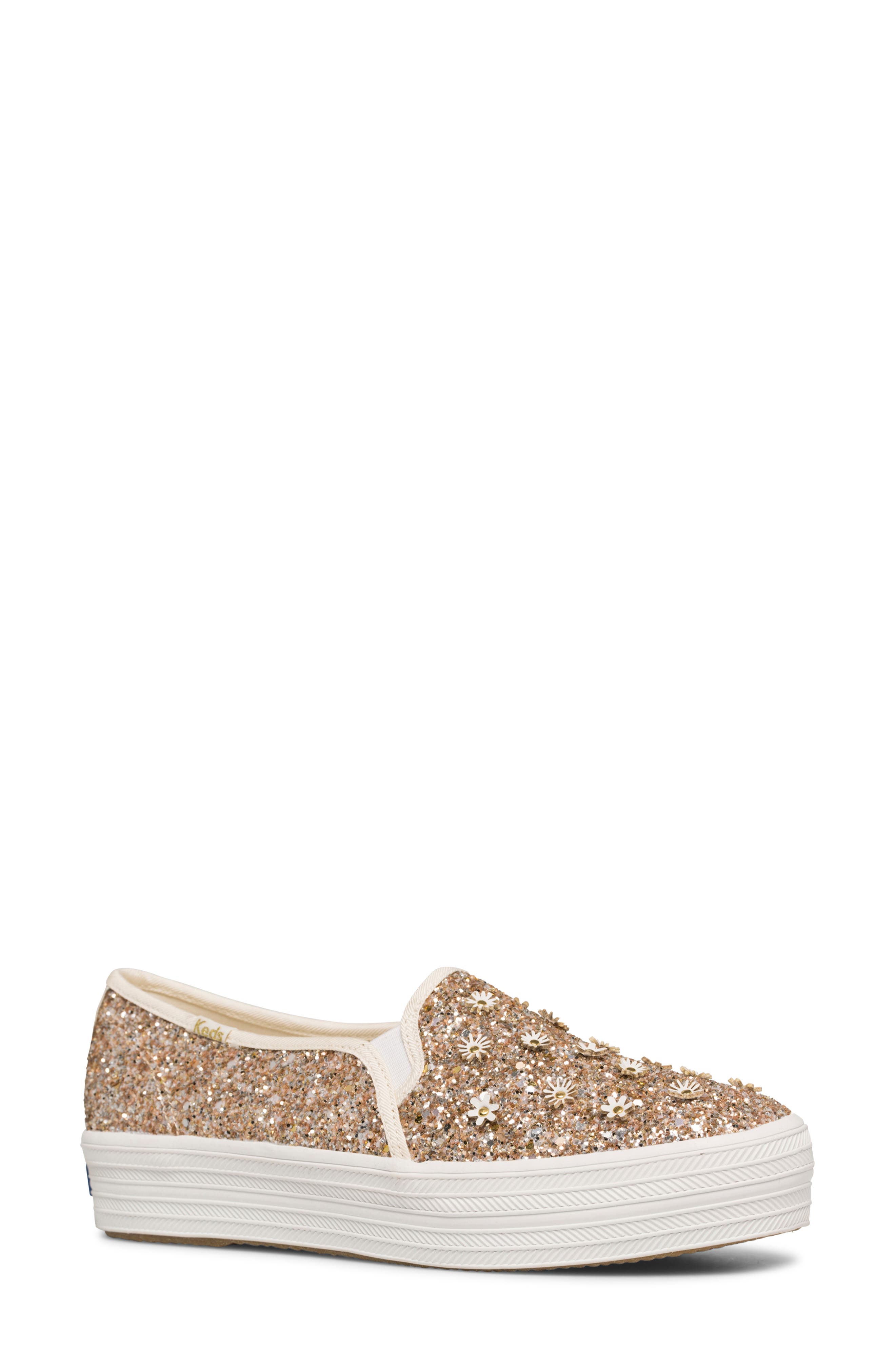 Keds<sup>®</sup> x kate spade new york triple decker glitter slip-on sneaker, Main, color, 