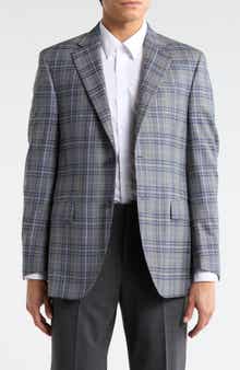 Peter Millar Mid Grey Plaid Wool Blazer