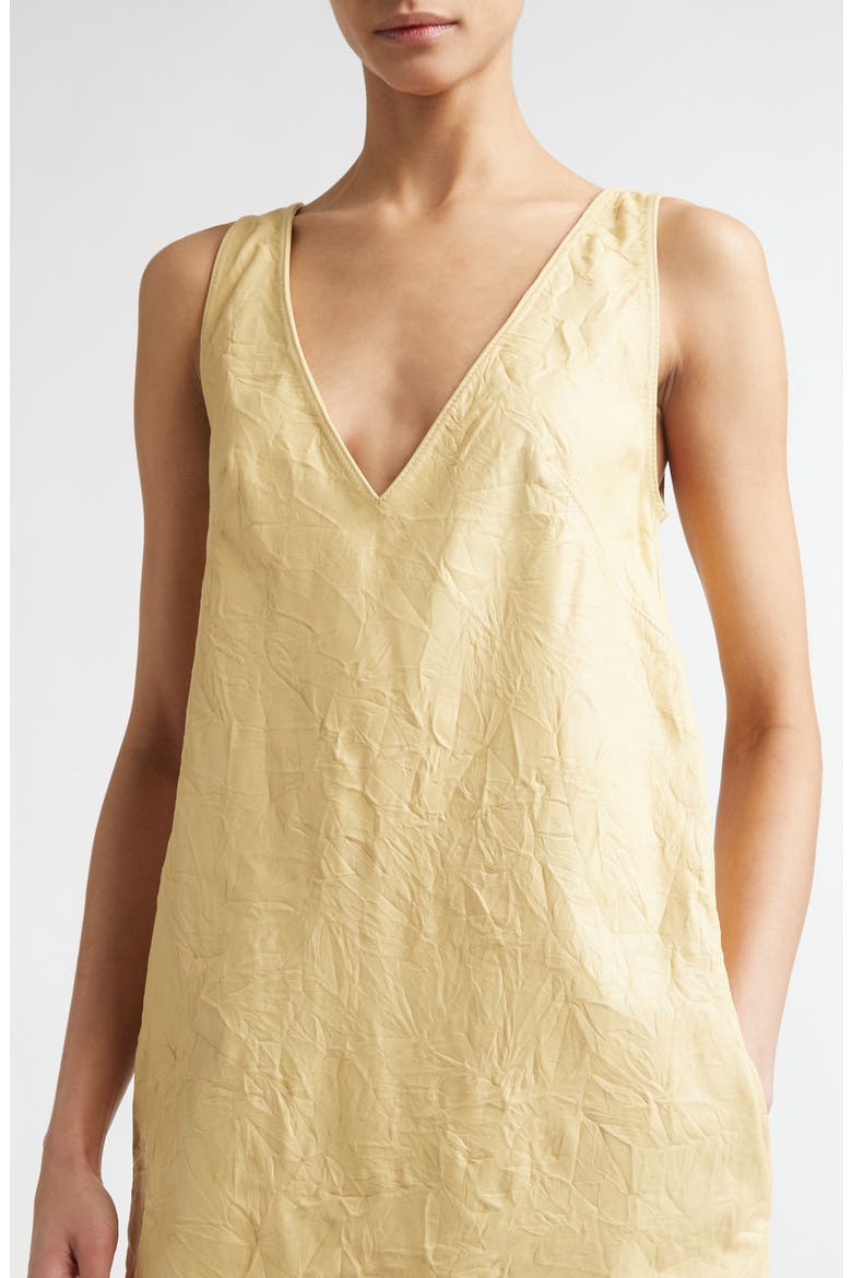 Crinkled Leather Shift Dress, Alternate, color, CHAMPAGNE