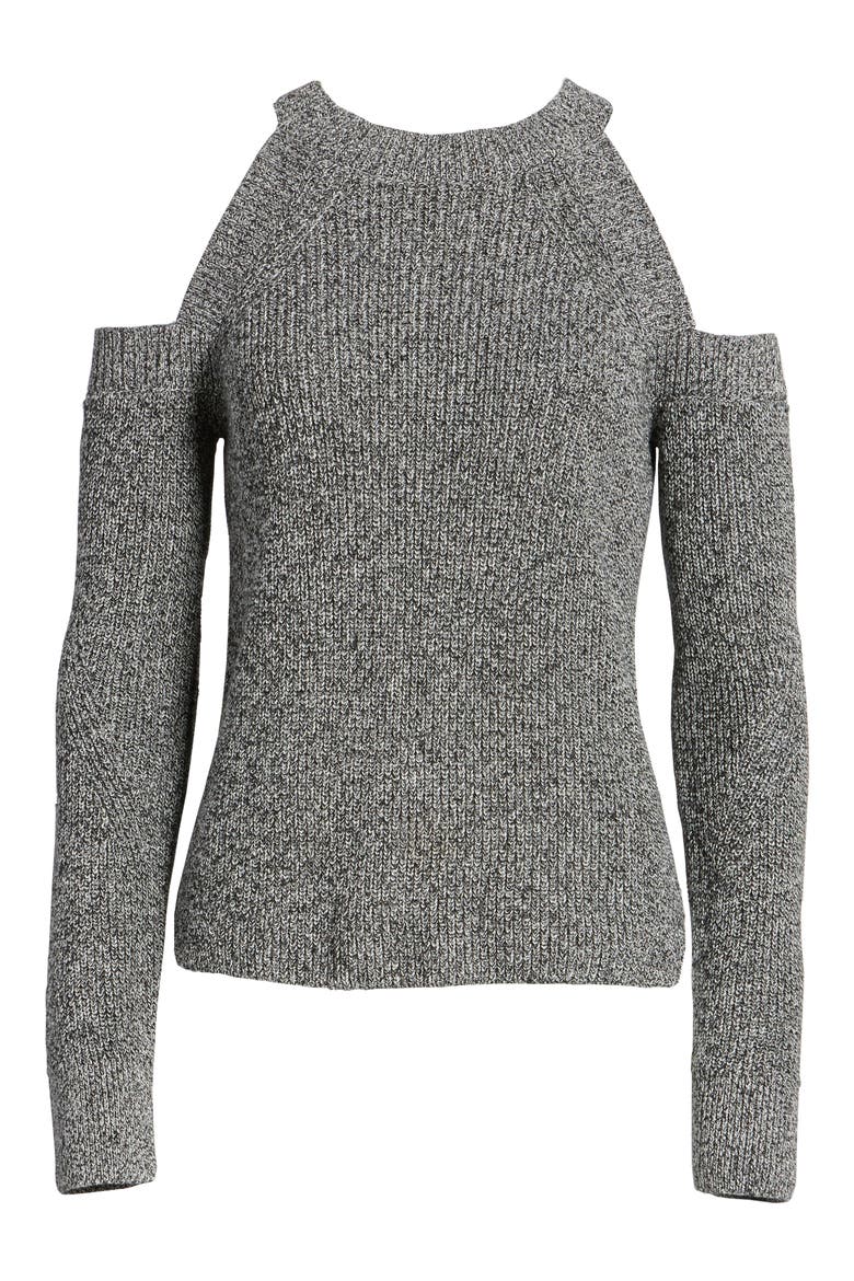 Dana Cold Shoulder Sweater, Alternate, color, BLACK/ WHITE